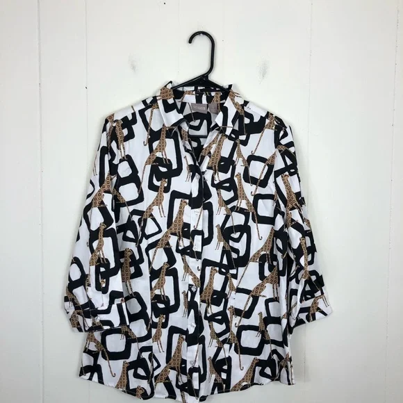 Vintage 90s Chico’s Jaguar Button Down Sz 1 - Picture 4 of 11